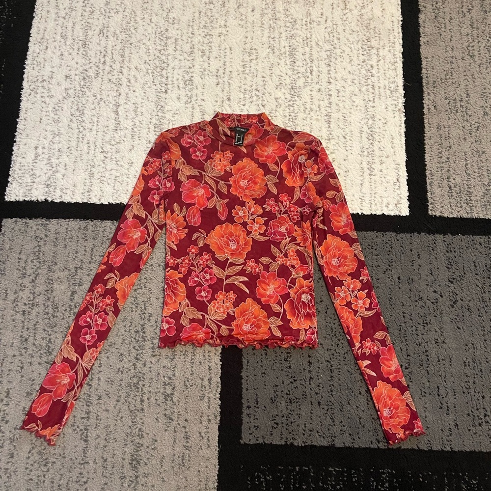Forever 21 Floral Mesh Sheer top